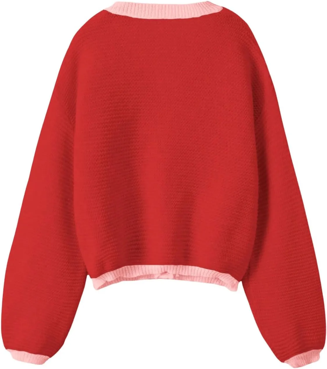 SHENHE Women's Strawberry Pattern Open Front Bishop Sleeve Casual Cardigan