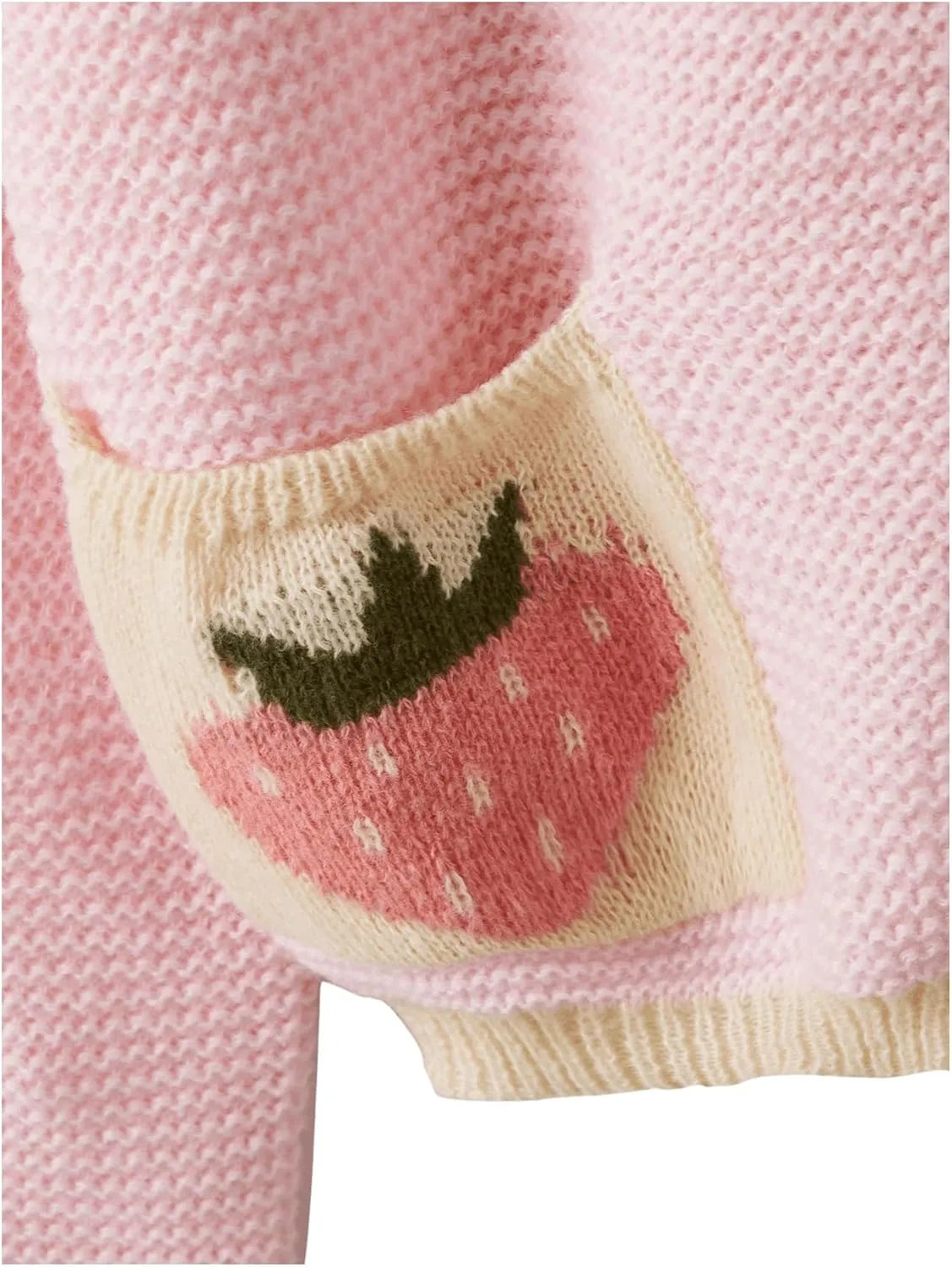 SHENHE Women's Strawberry Pattern Open Front Bishop Sleeve Casual Cardigan