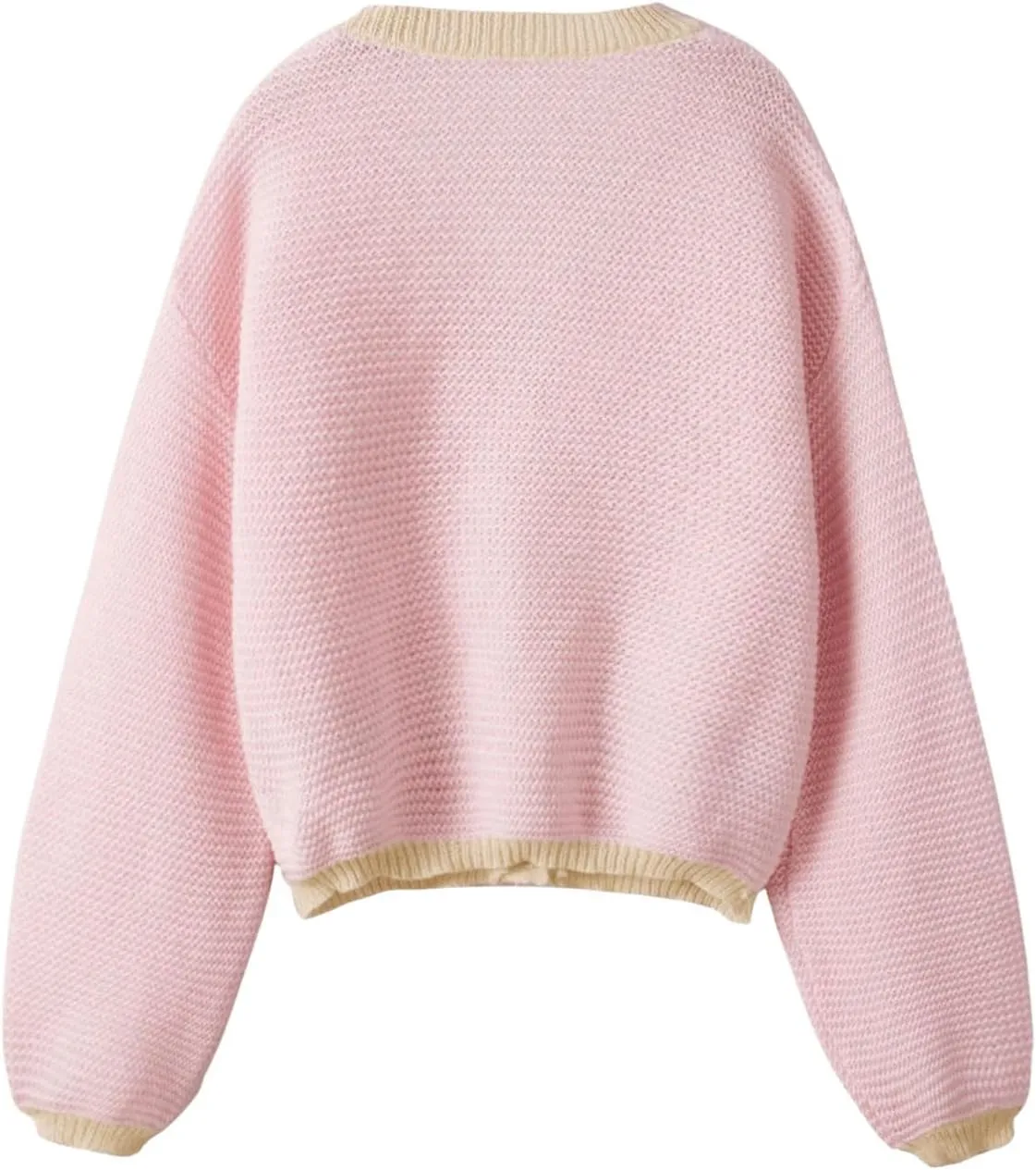 SHENHE Women's Strawberry Pattern Open Front Bishop Sleeve Casual Cardigan