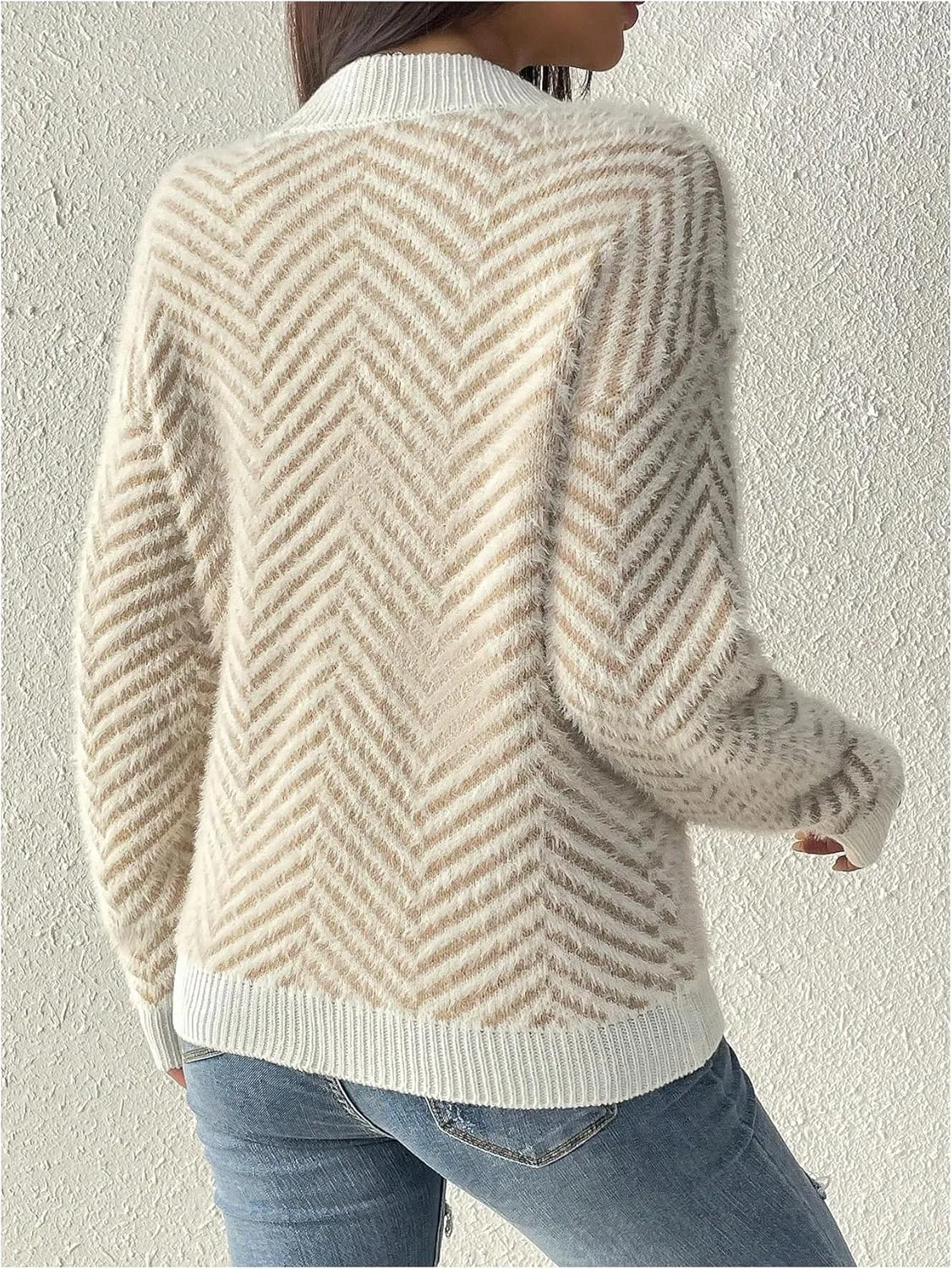 SHENHE Women's Striped Button Up Cardigan V Neck Drop Shoulder Casual Cardigan