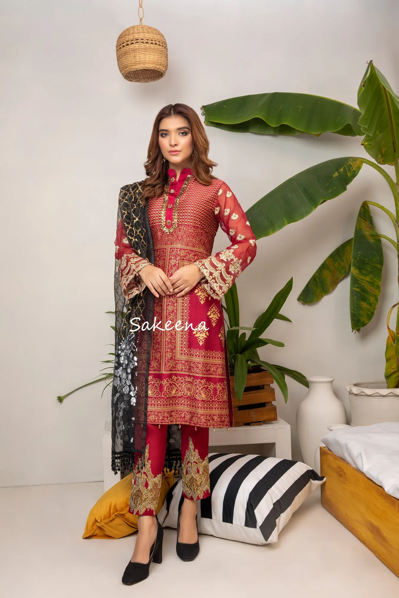 Silk Block Printed Ready to Wear Dress by Sakeena Hasan 06