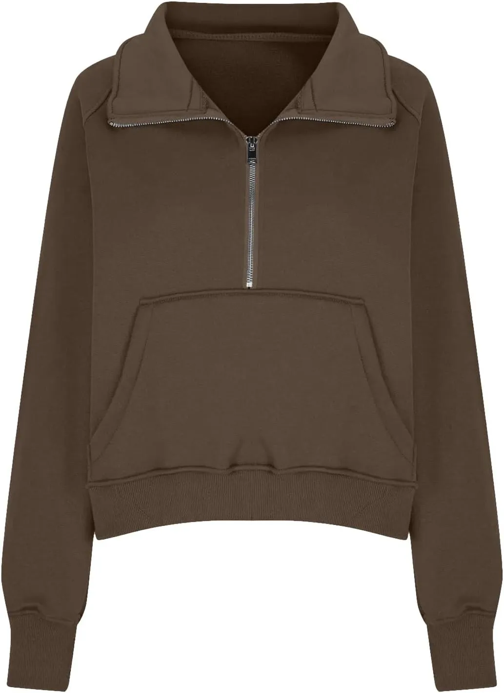 slqdgmryz Half Zip Pullover Women Cropped Fleece Oversized Sweatshirt Cute Pocket 1/2 Zipped Y2k Hoodie with Thumb Holes