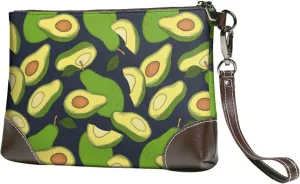 Small Clutch Purses for Women - Fresh Avocado Leather Wristlet Wallets for Women with Wrist Strap