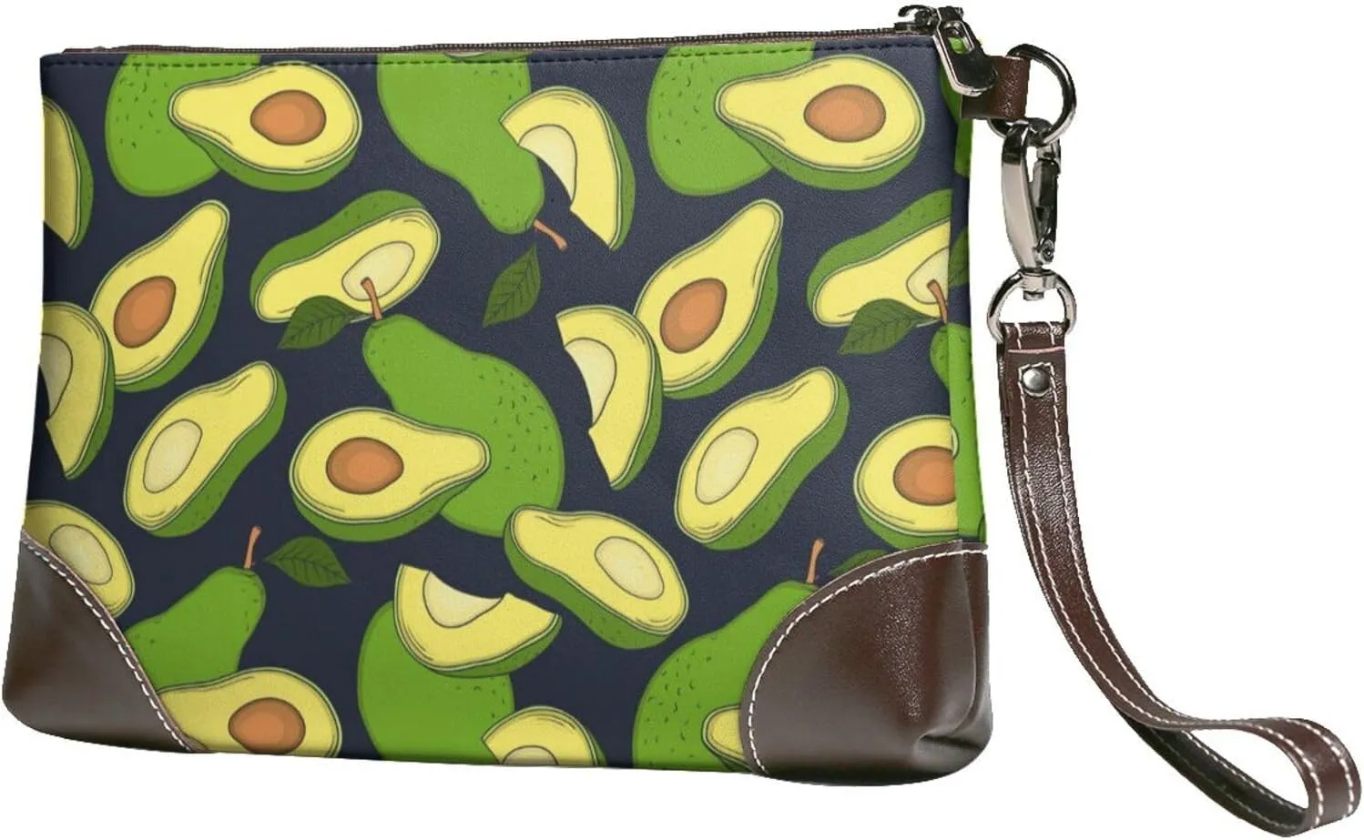 Small Clutch Purses for Women - Fresh Avocado Leather Wristlet Wallets for Women with Wrist Strap
