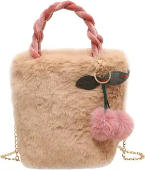 Small Fresh Fur Bucket Bags Women's Bag Fall And Winter Plush Handbag Cute Girl Shoulder Crossbody Bags, One Color, One Size