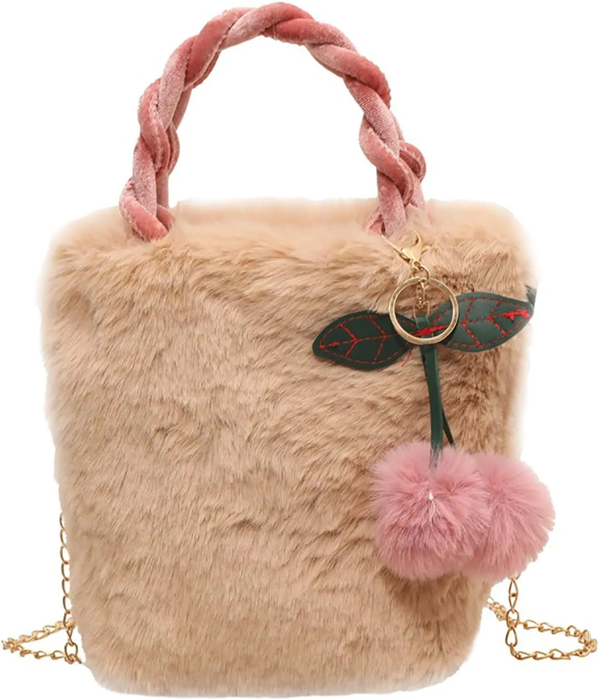 Small Fresh Fur Bucket Bags Women's Bag Fall And Winter Plush Handbag Cute Girl Shoulder Crossbody Bags, One Color, One Size