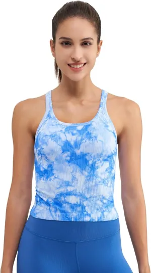 sphinx cat Ribbed Workout Short Racerback Tank Tops for Women with Built in Bra