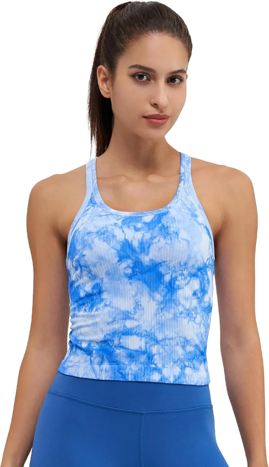 sphinx cat Ribbed Workout Short Racerback Tank Tops for Women with Built in Bra