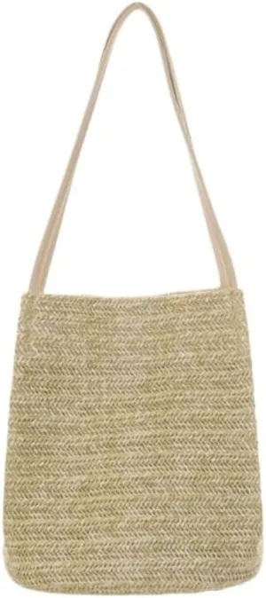 Straw Bag Straw Casual Weaving Fresh One-shoulder Ins Fresh Bucket Bag Handbag Women's Bag Straw Beach Bag