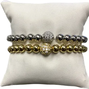 Stretch Beaded Bracelet With Single Pave Bead