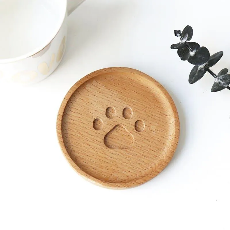 Thick Cat Paw Carved Wooden Placemat