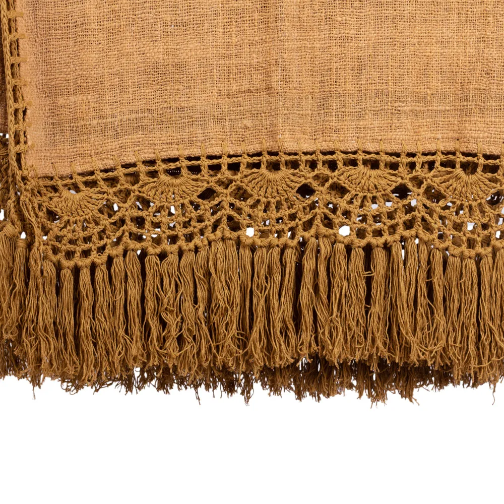 Throw Brown Light with Crochet