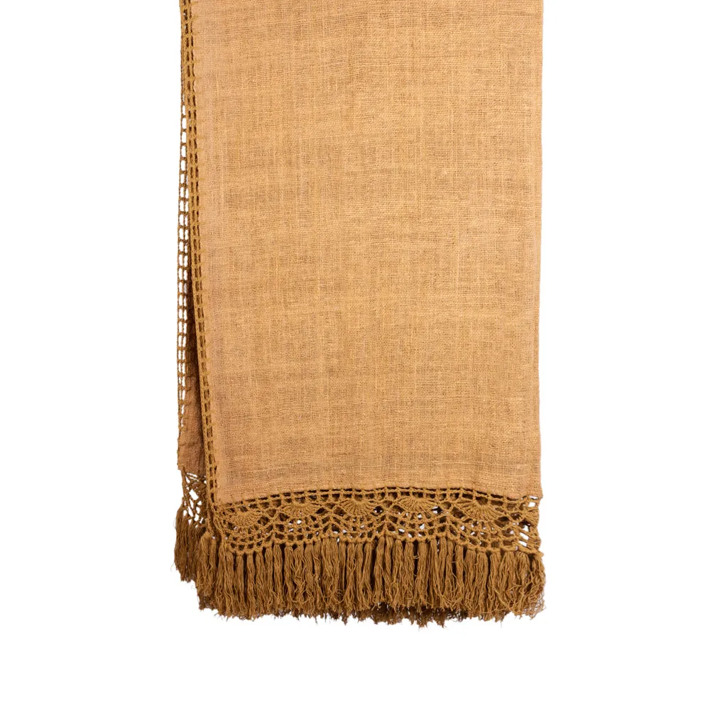 Throw Brown Light with Crochet