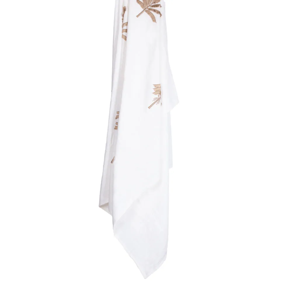 Throw Brown on White Linen Single Palm
