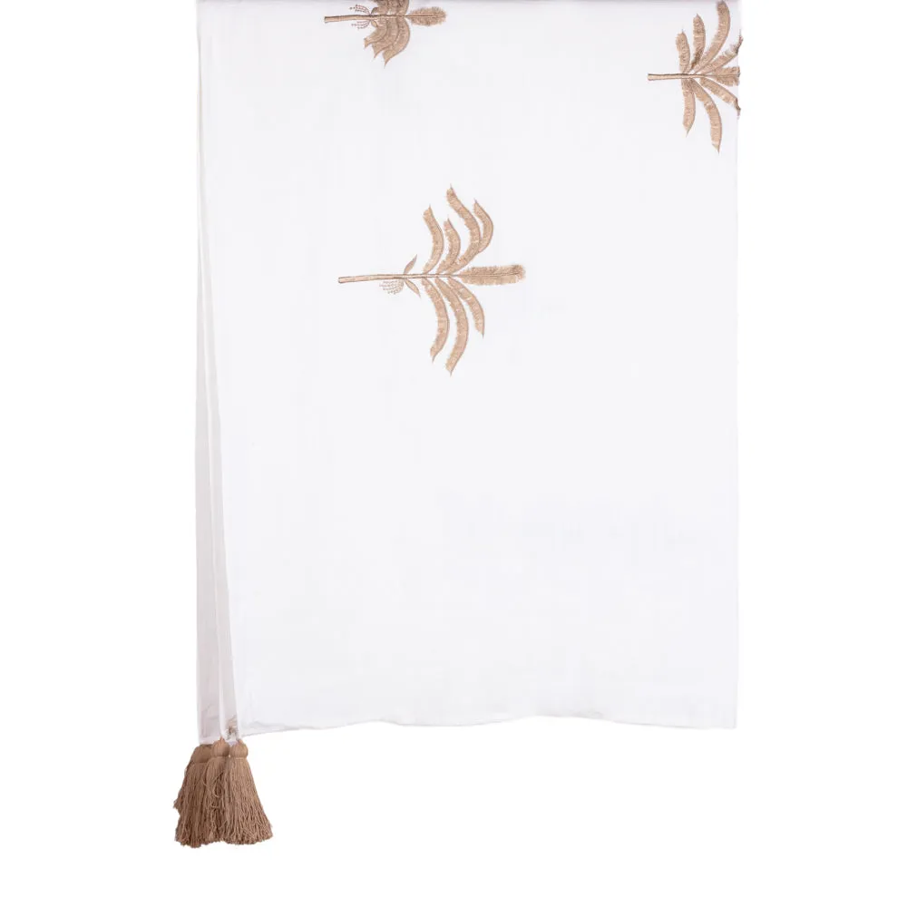 Throw Brown on White Linen Single Palm