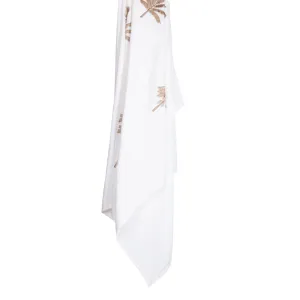 Throw Brown on White Linen Single Palm