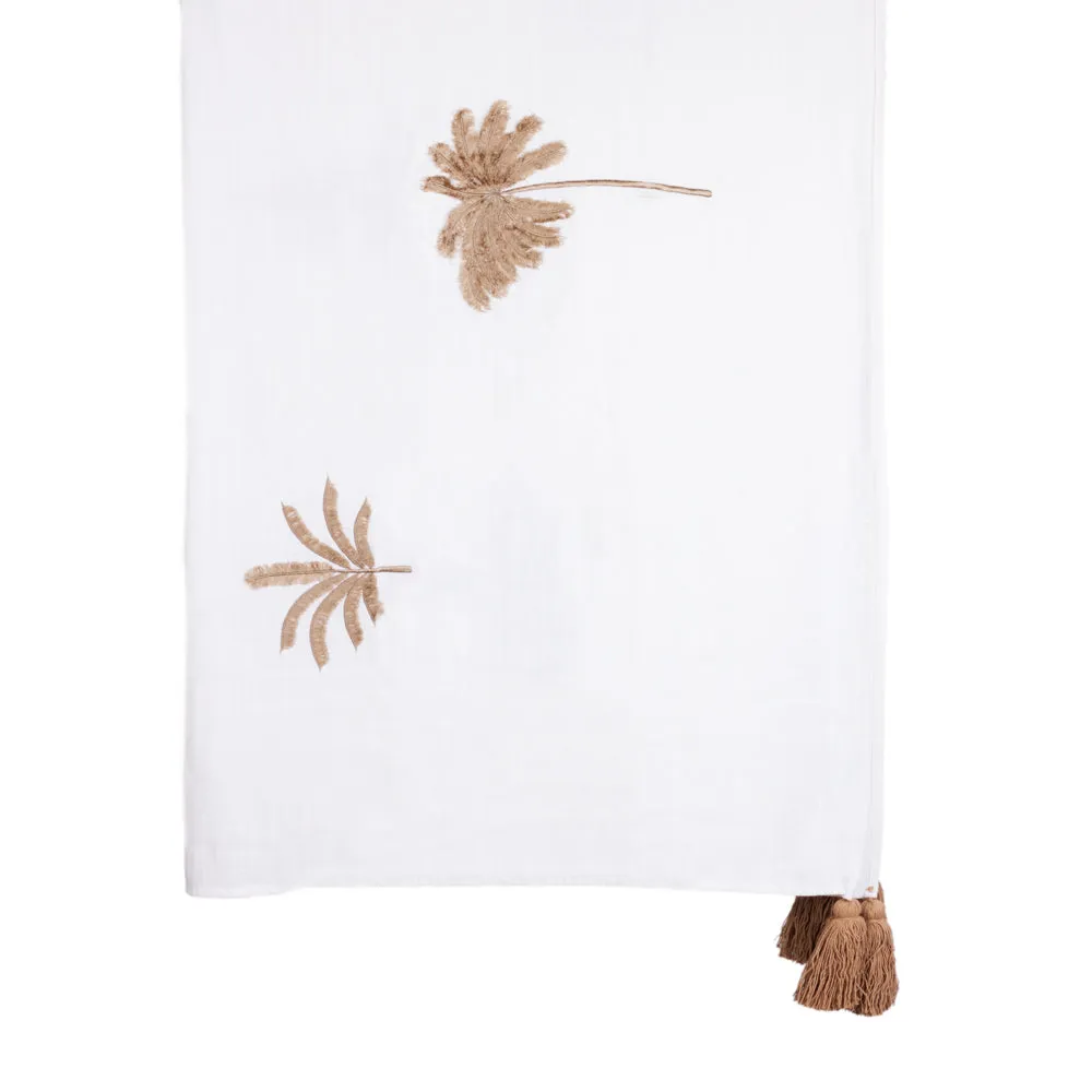 Throw Brown on White Linen Single Palm