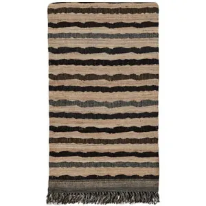 Throw<br /> Ocean Stripe Charcoal<br />Wool & Tussar Silk