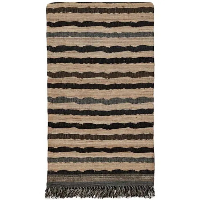 Throw<br /> Ocean Stripe Charcoal<br />Wool & Tussar Silk