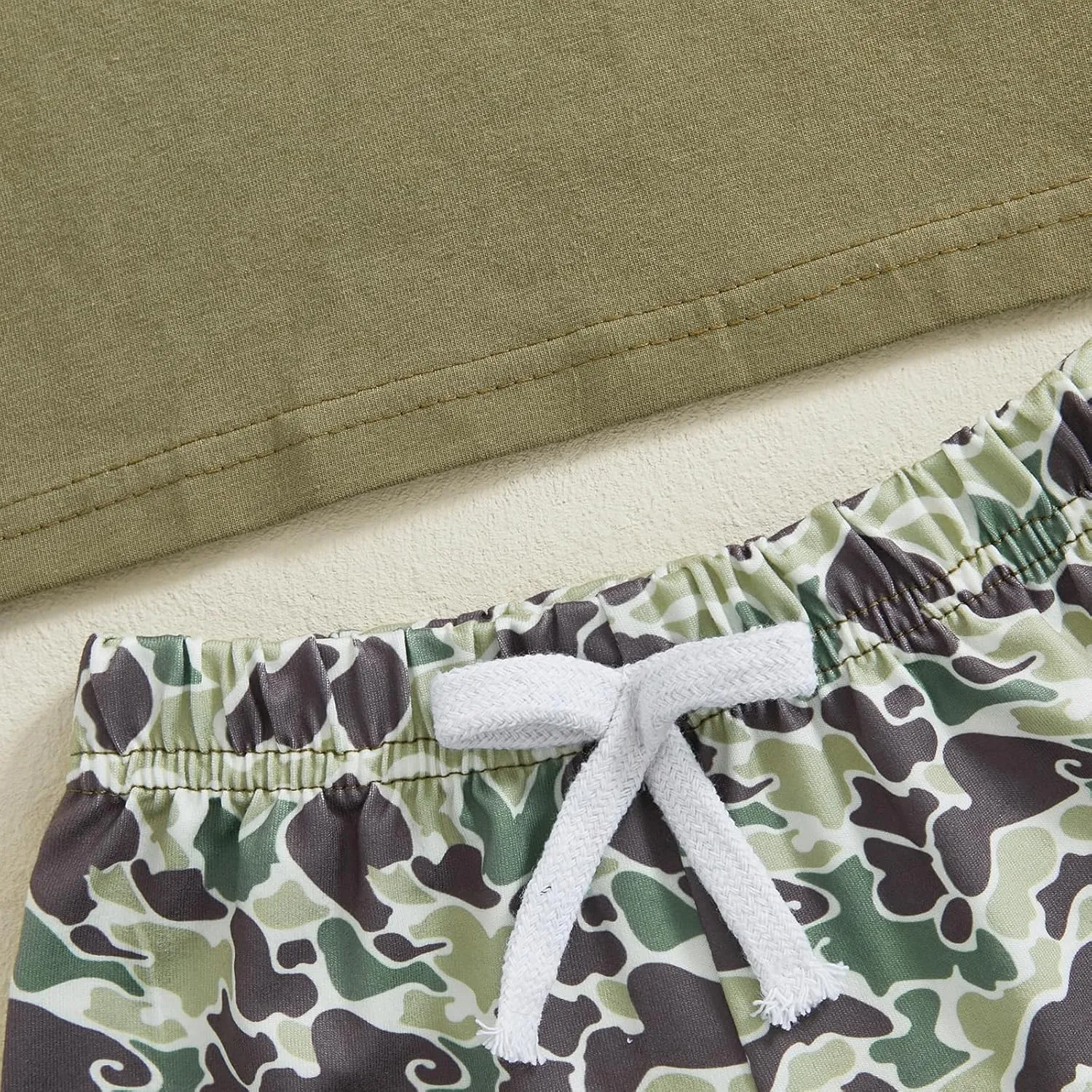 Toddler Baby Boy Summer Clothes Retro Embroidery Duck Hunting Shirts T-Shirt   Elastic Camouflage Shorts Set