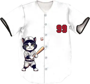 Unisex Retro Cute Baseball-Cat 99/2 Baseball Jersey