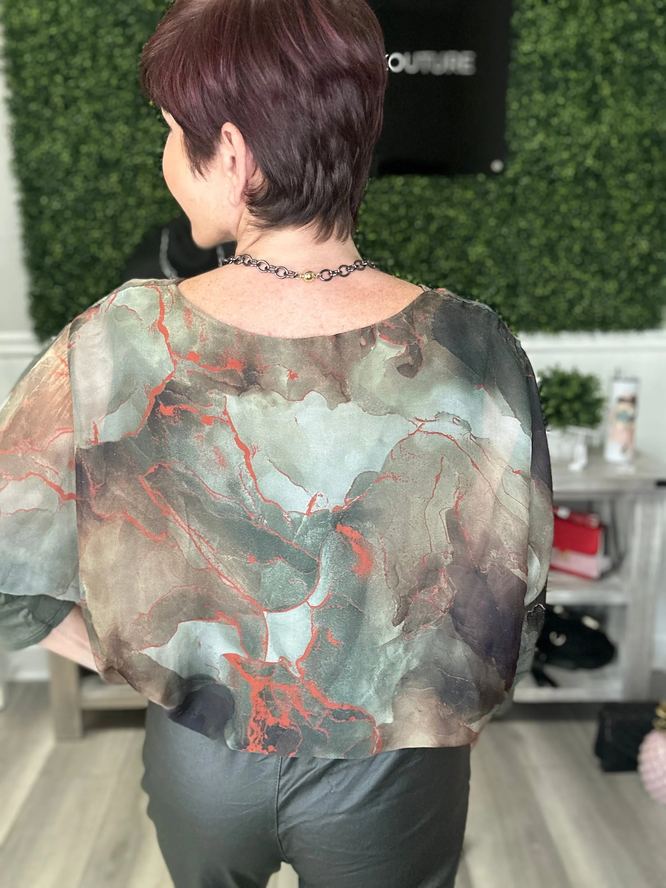 V Neck Marble Blouse