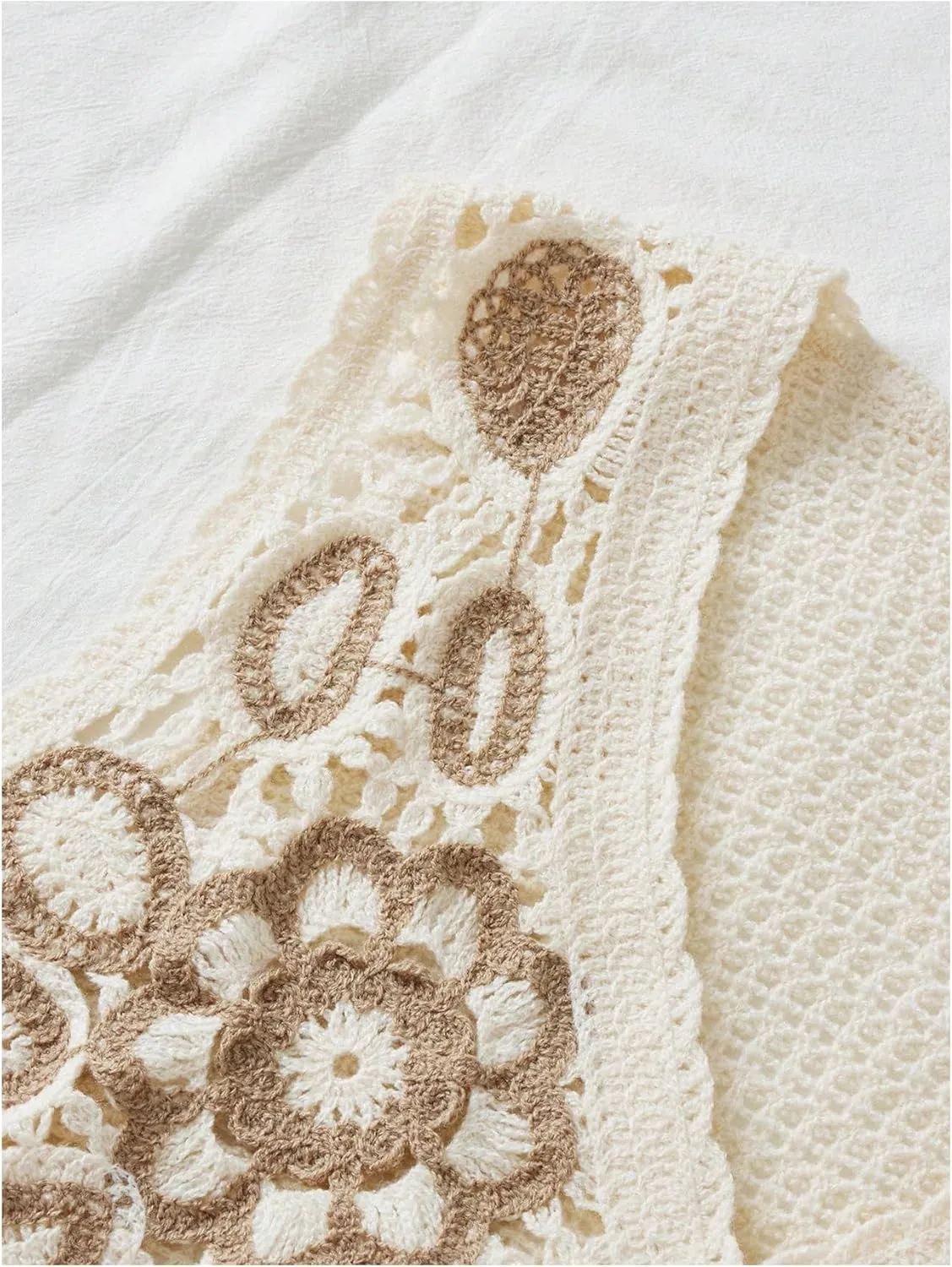 Verdusa Women's Plus Size Button Front V Neck Crochet Sweater Vest Sleeveless Knit Tops