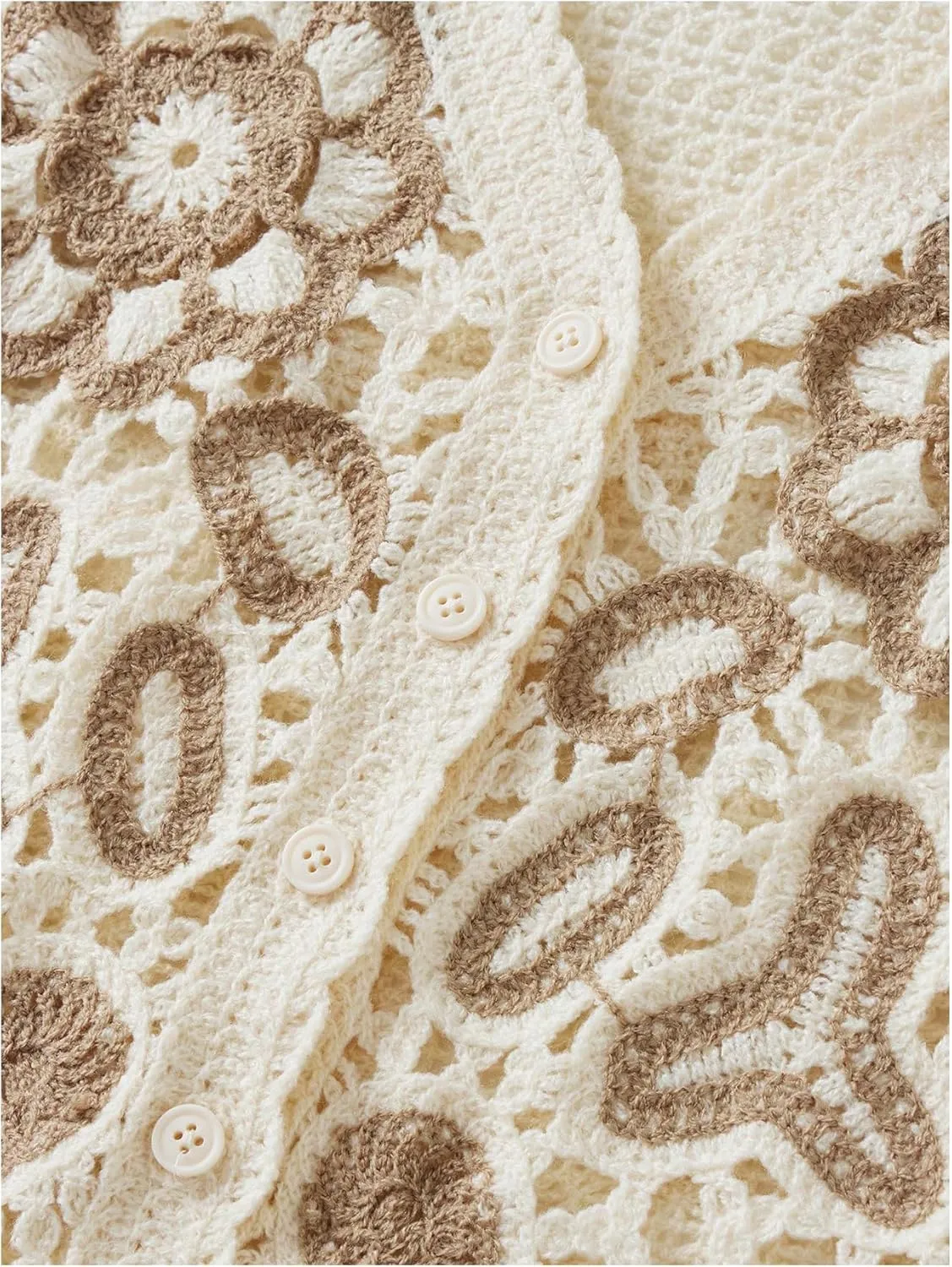 Verdusa Women's Plus Size Button Front V Neck Crochet Sweater Vest Sleeveless Knit Tops