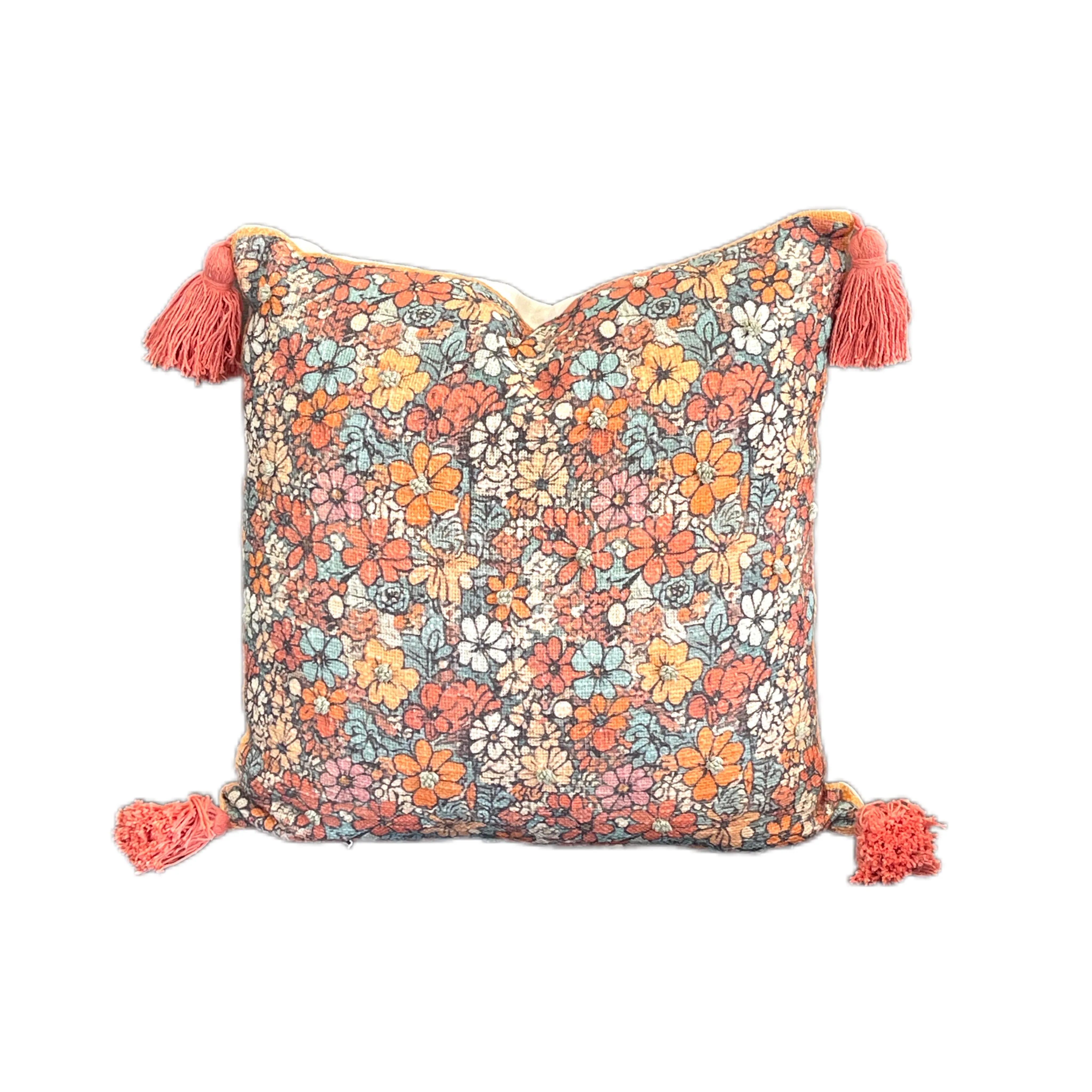Vintage Floral Bohemian Printed Embroidered Cotton Bedding Throw