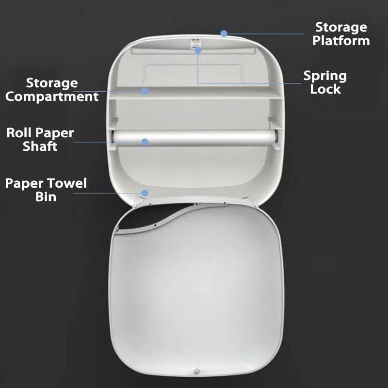 Wall Mounted Waterproof Toilet Paper Holder Tissue Box Roll Paper Tube Paper Storage Rack