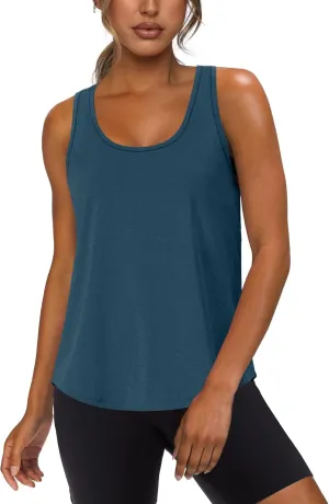 WIHOLL Women's Workout Tank Tops Sleeveless Athletic Racerback for Gym Yoga Running - Summer Fitness Tops Scoop Neck (S-XXL)