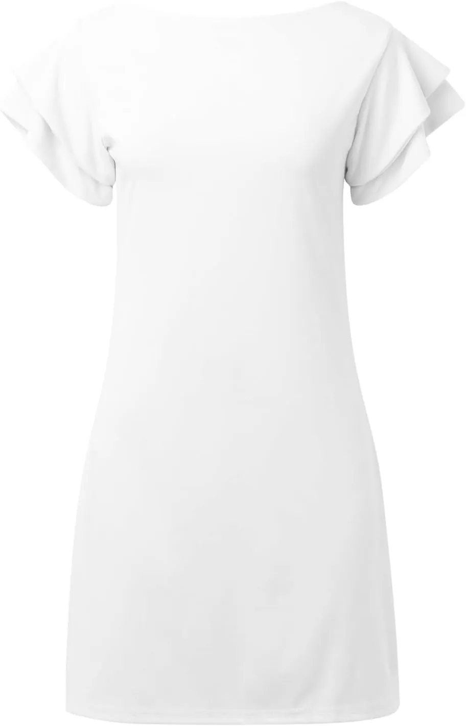 Women 2024 Summer Ruffle Edge Sleeve Dresses Floral Casual Beach Mini Dress with Pocket Trendy Basic Solid Dress