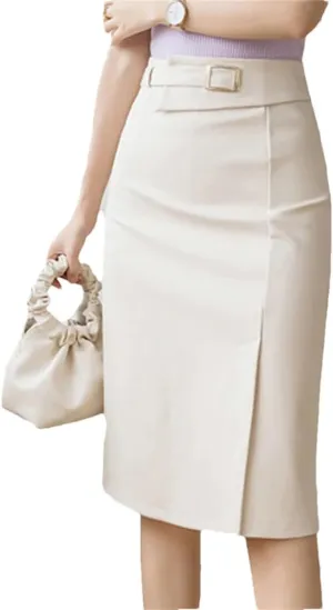 Women Elegant High Waist Package Hip Pencil Skirts Korean Office Straight Skirts