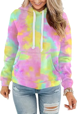 Women Hoodies Pullover Casual Thin Sweatshirts with Pockets Loose Fit Long Sleeve Drawstring Design Hoody Sweatshirt