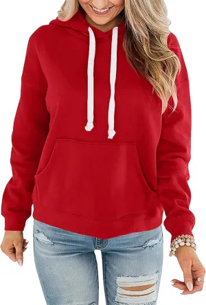 Women Hoodies Pullover Casual Thin Sweatshirts with Pockets Loose Fit Long Sleeve Drawstring Design Hoody Sweatshirt