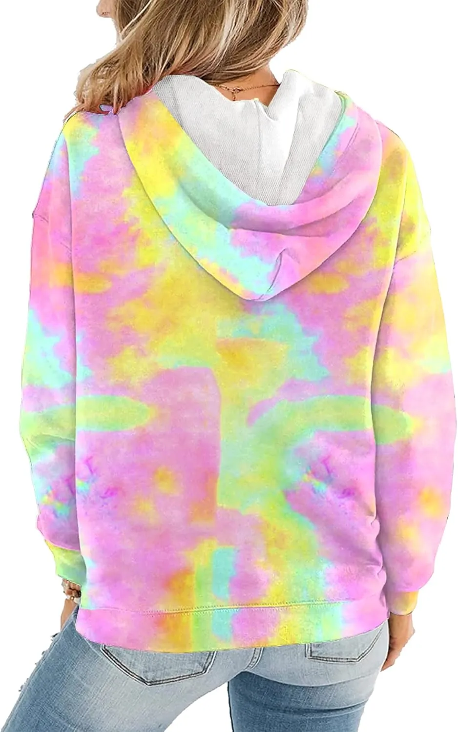 Women Hoodies Pullover Casual Thin Sweatshirts with Pockets Loose Fit Long Sleeve Drawstring Design Hoody Sweatshirt