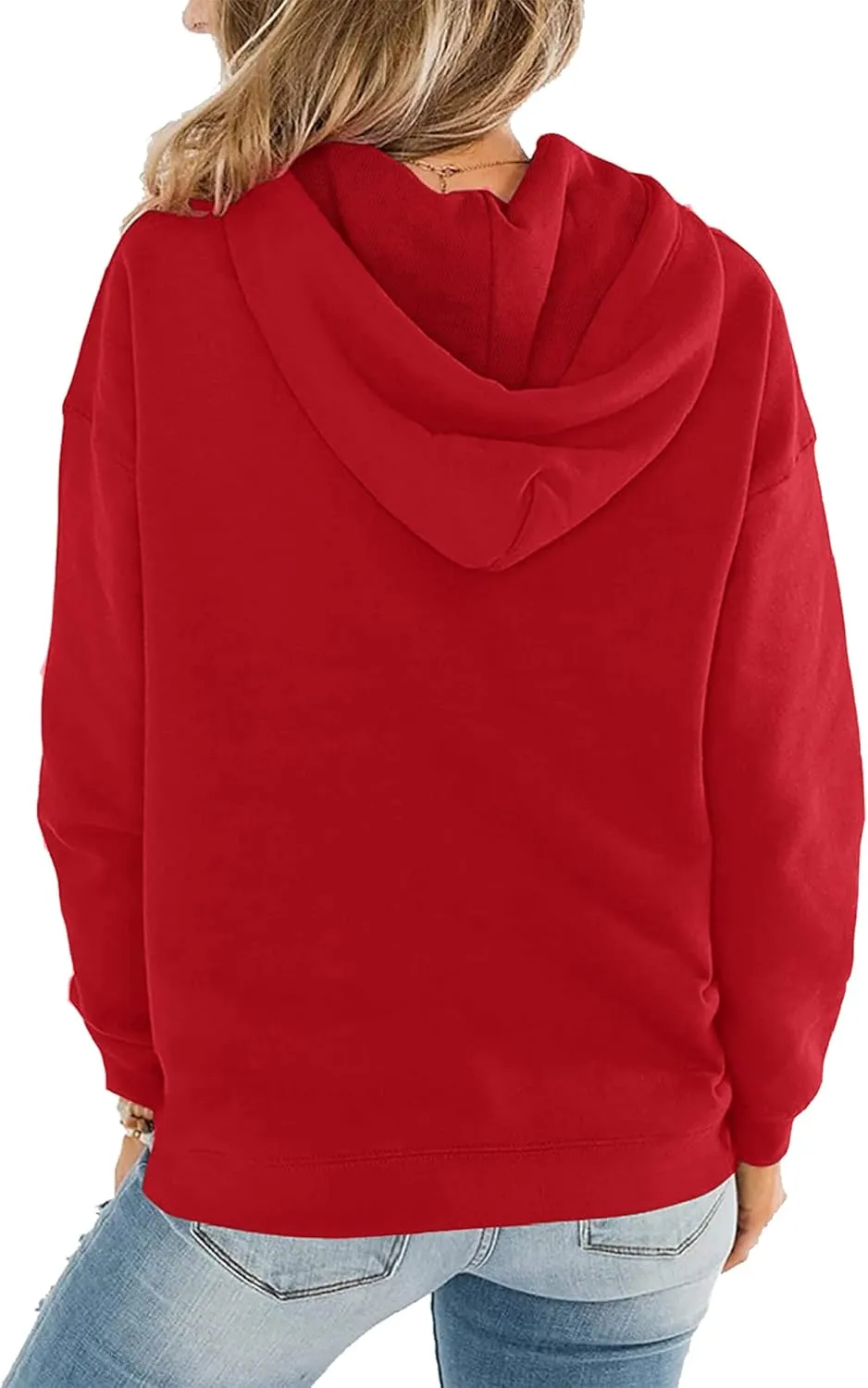 Women Hoodies Pullover Casual Thin Sweatshirts with Pockets Loose Fit Long Sleeve Drawstring Design Hoody Sweatshirt