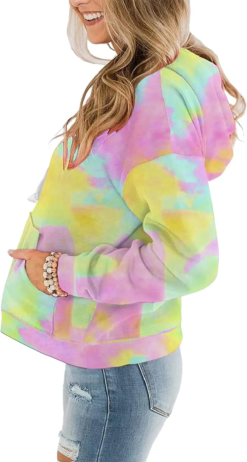 Women Hoodies Pullover Casual Thin Sweatshirts with Pockets Loose Fit Long Sleeve Drawstring Design Hoody Sweatshirt