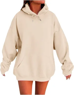 Women Oversized Hoodies Casual Long Sleeve Pullover Winter Plus Size Drop Shoulder Pocket Sweatshirts Trendy