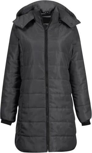 Women quality tops Hooded Packable Ultra Light Weight Jacket Cotton-Padded Medium Solid Color Hooded Warm Cotton Jacket Down Coat Black