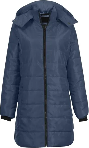 Women quality tops Hooded Packable Ultra Light Weight Jacket Cotton-Padded Medium Solid Color Hooded Warm Cotton Jacket Down Coat Navy