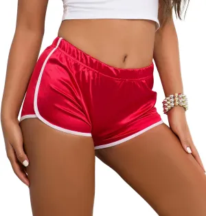 Women Retro Dolphin Shorts Color Black High Waist Sexy Booty Hot Pants for Beach Yoga Gym Running