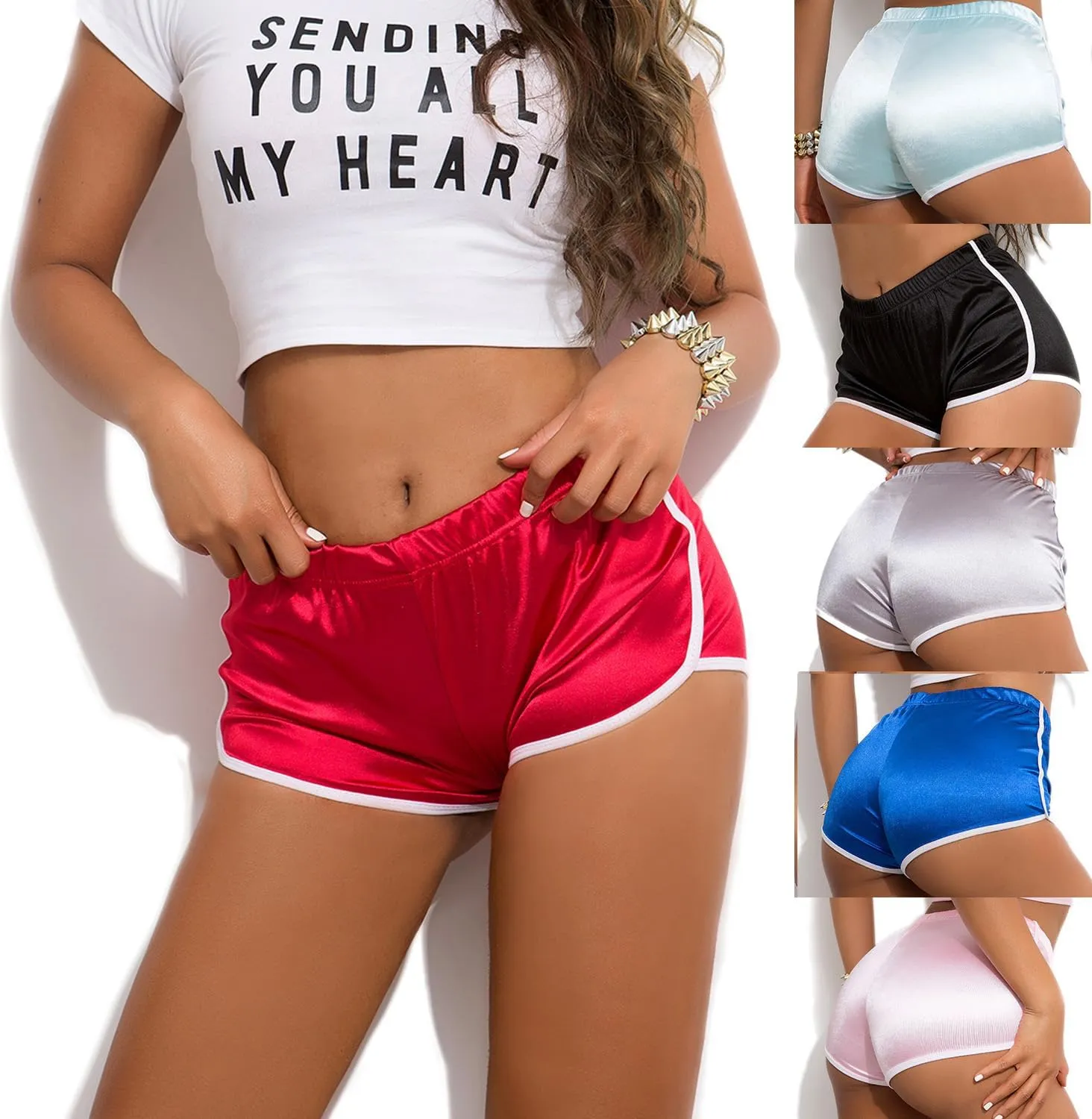 Women Retro Dolphin Shorts Color Black High Waist Sexy Booty Hot Pants for Beach Yoga Gym Running