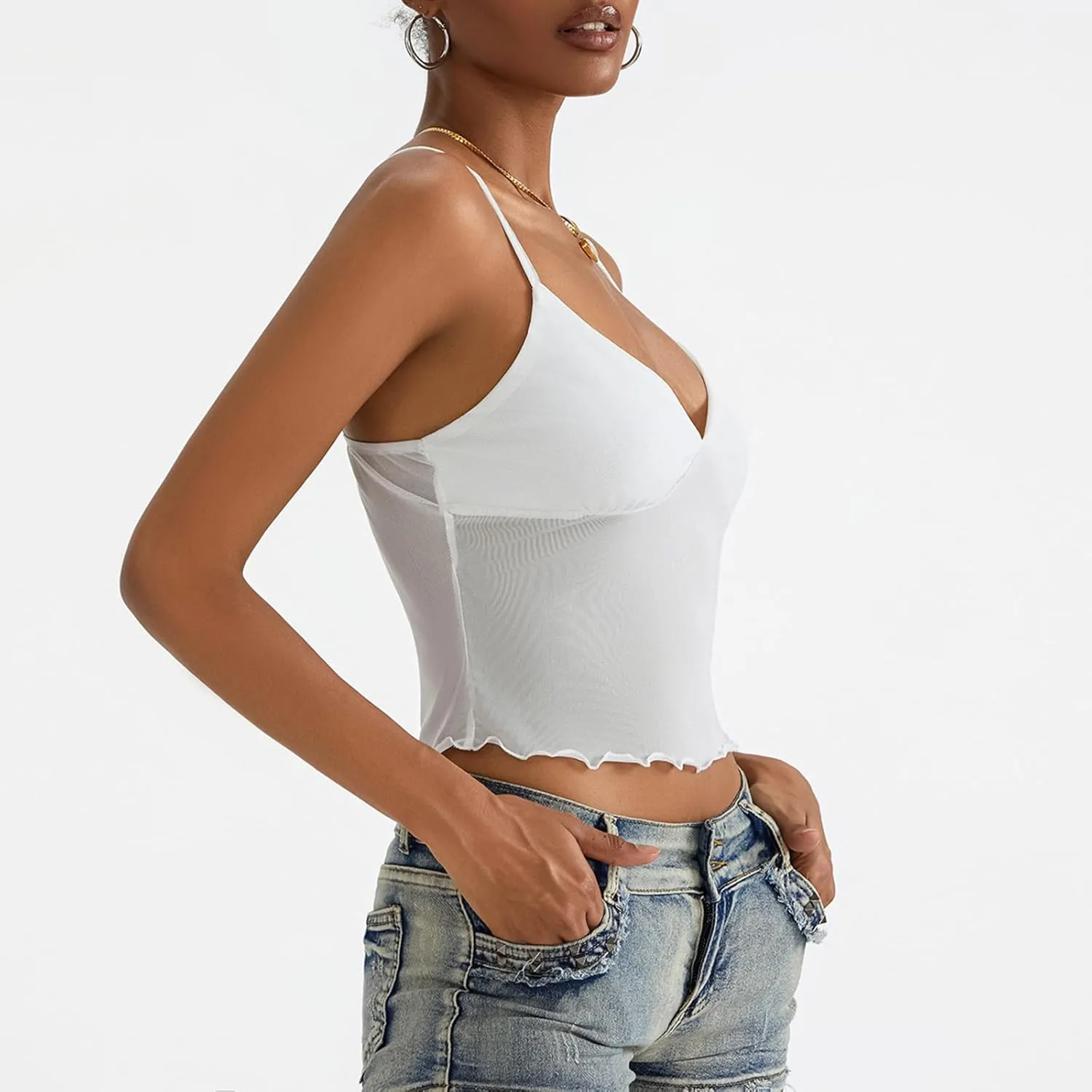 Women Y2k Cami Shirt Sexy Spaghetti Strap Crop Top Backless Going Out Camisole Vest Tank Tops