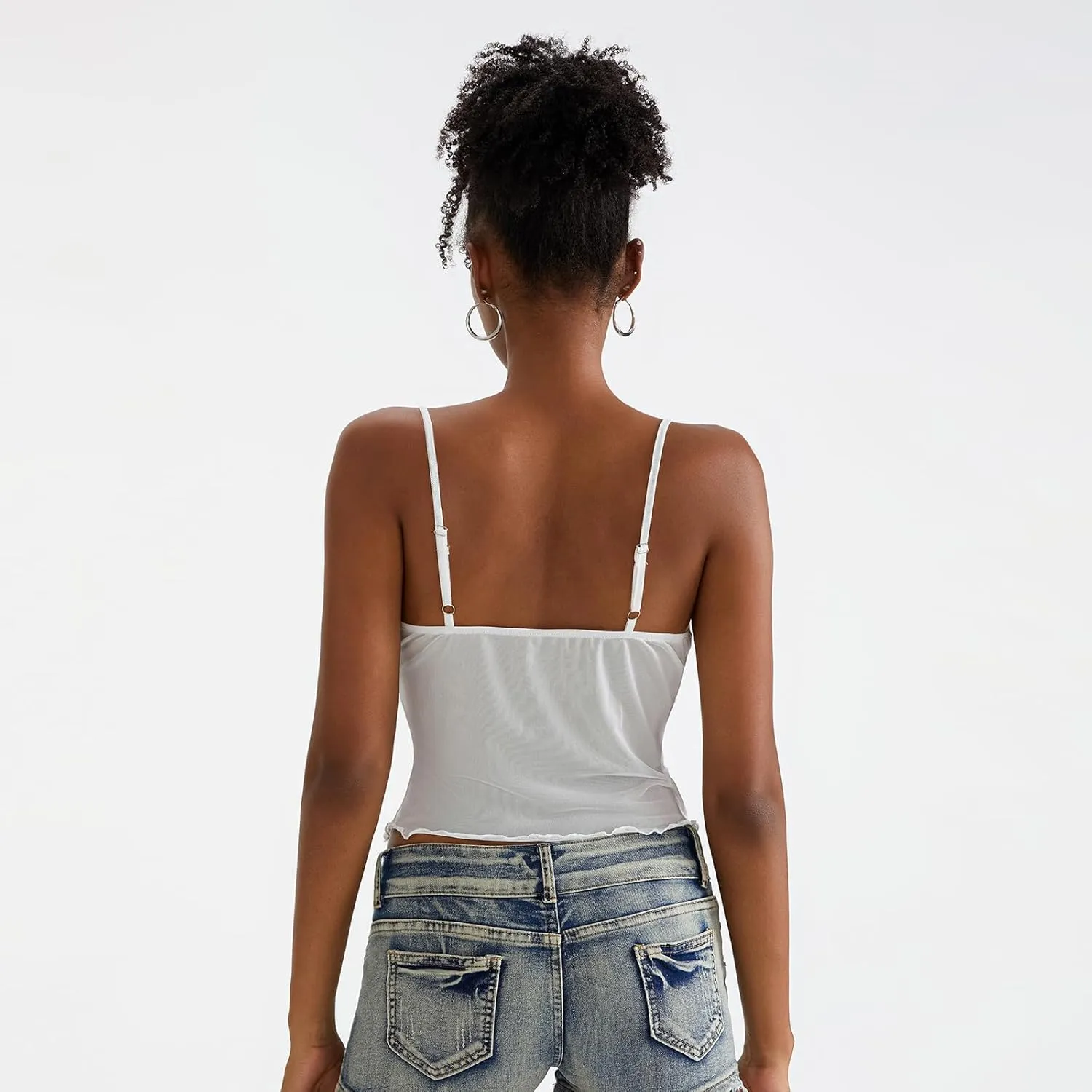 Women Y2k Cami Shirt Sexy Spaghetti Strap Crop Top Backless Going Out Camisole Vest Tank Tops