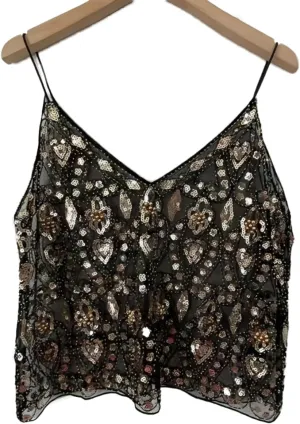Women Y2K Sequin Cami Top Sexy V Neck See Through Tank Tops Cute Sparkle Camisole Vest Summer Going Out Tops