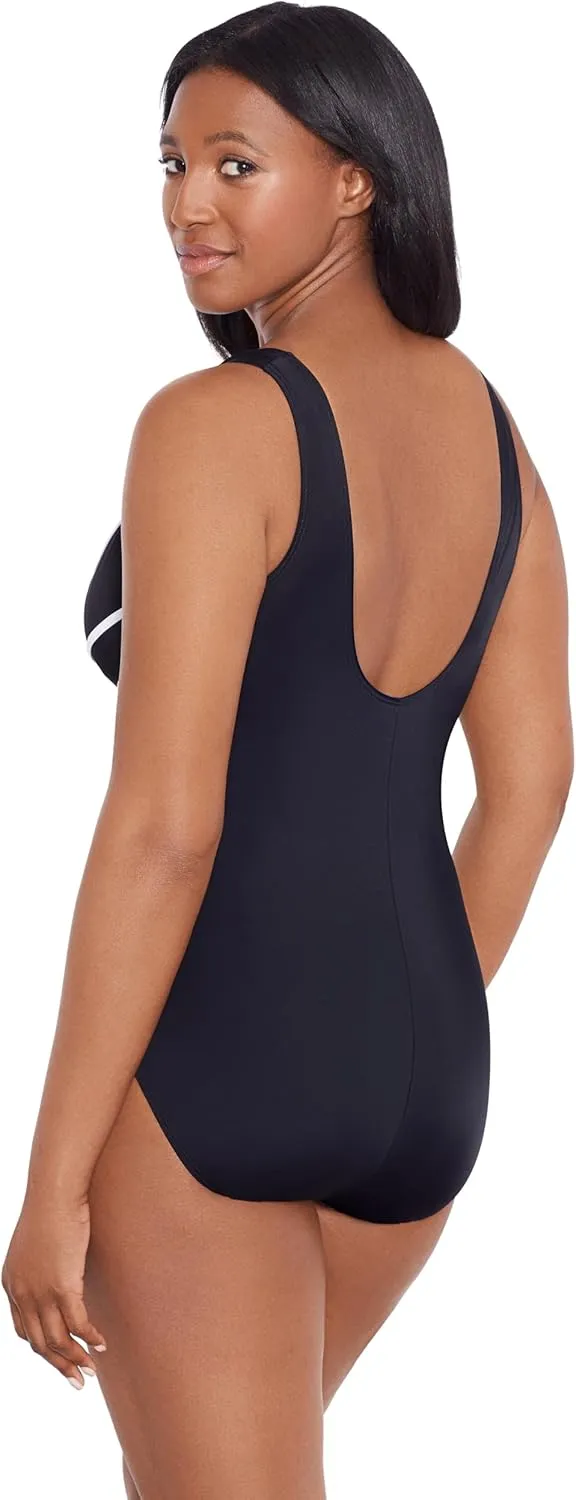 Women's 8 Overlay Fank Tank One Piece Swimsuit