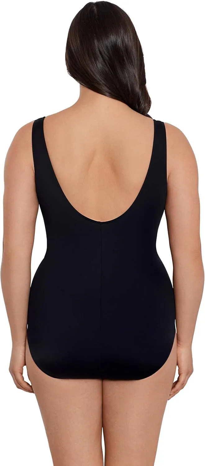 Women's 8 Overlay Fank Tank One Piece Swimsuit