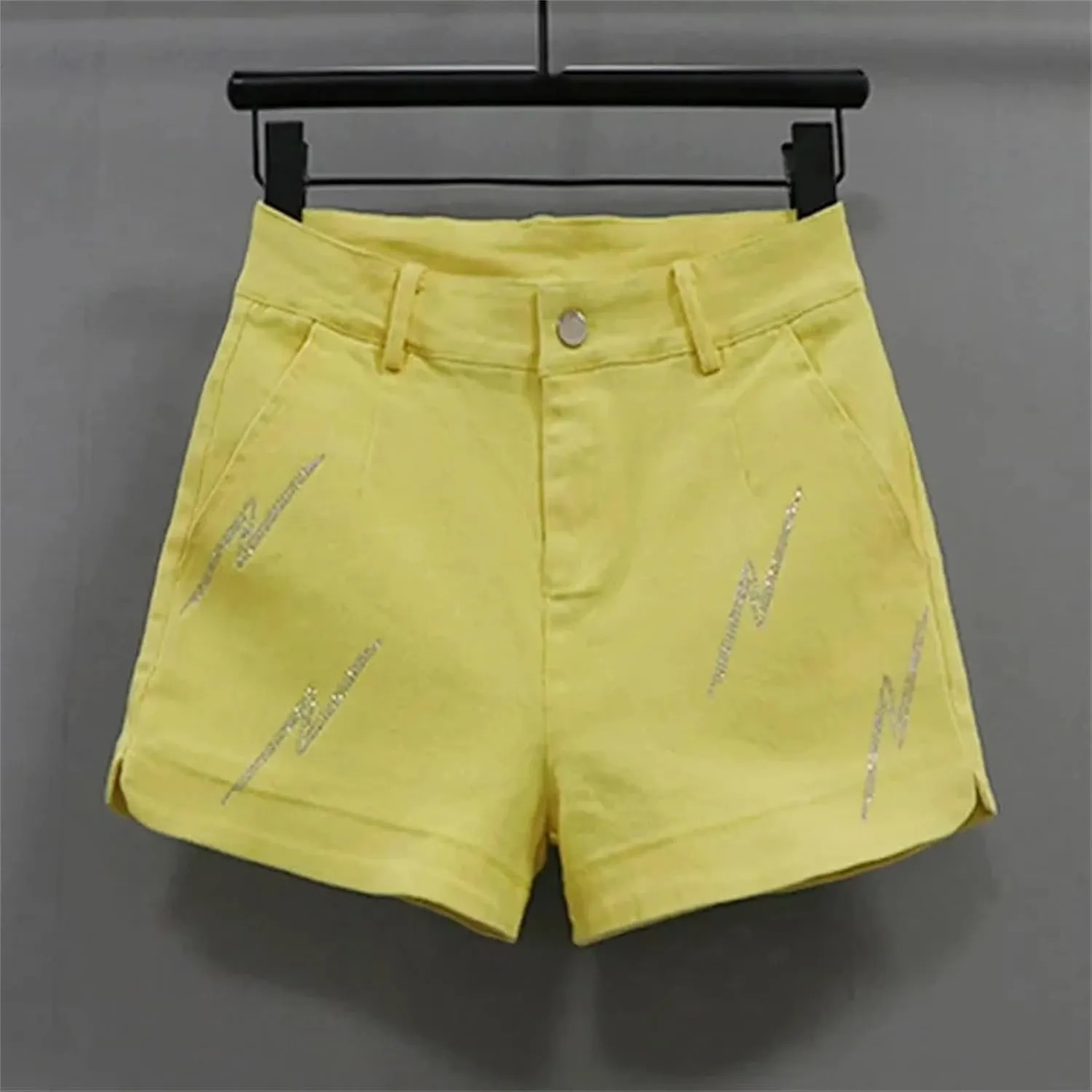 Womens Black Denim Shorts High Waist Slim A-Line Spring Summer Casual Hot Pants