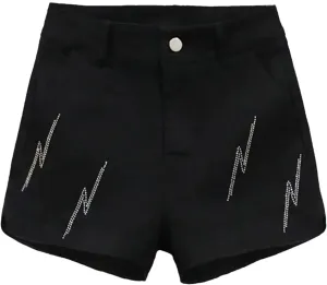 Womens Black Denim Shorts High Waist Slim A-Line Spring Summer Casual Hot Pants